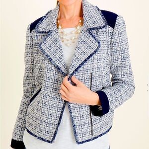 Chicos size 0 Moto tweed trim detail jacket